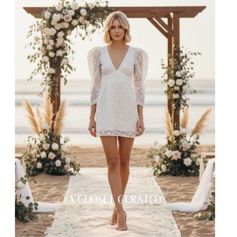 BHLDN LoveShackFancy Faye Mini Dress 4 White NWT